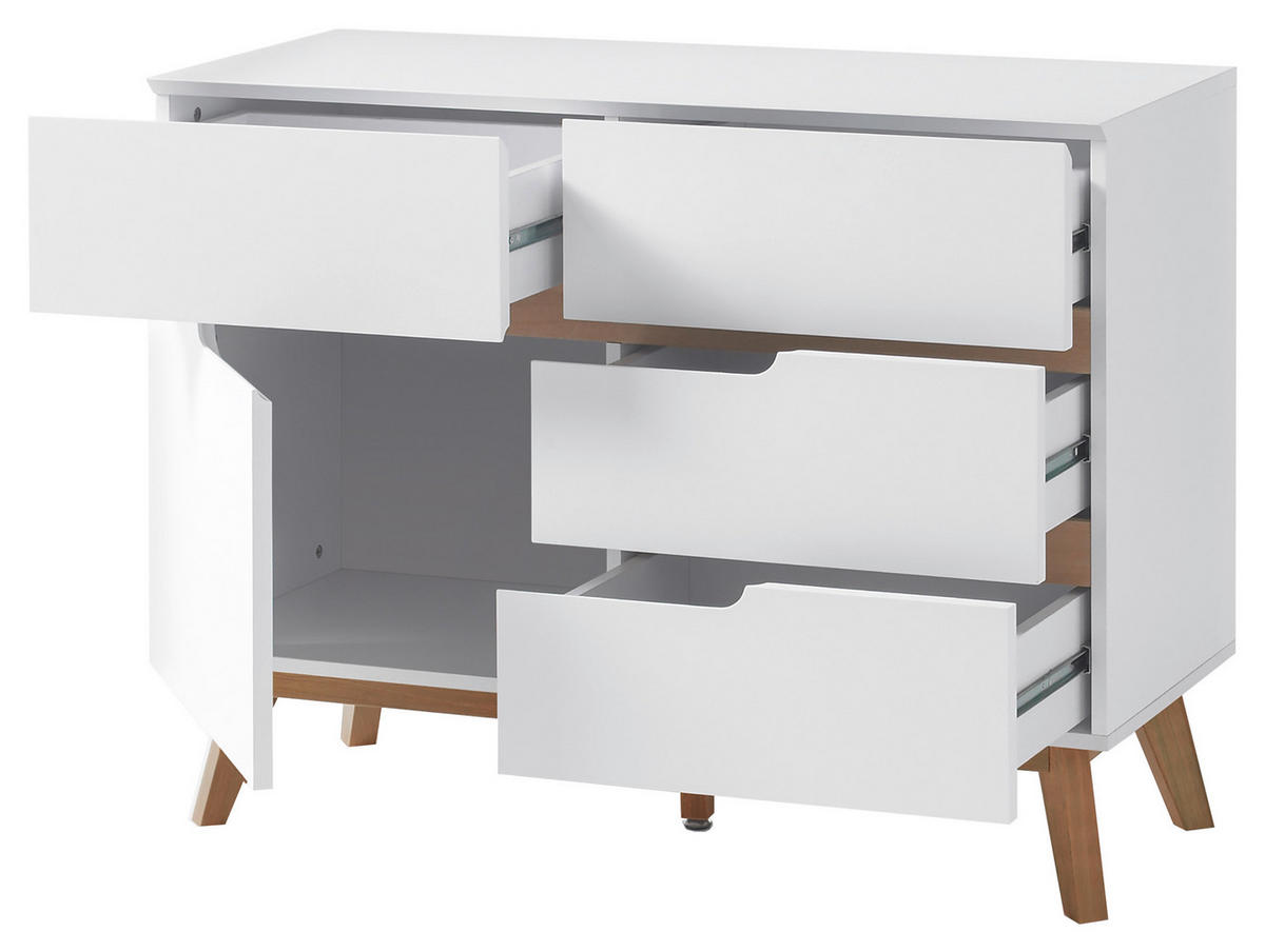 KOMMODE Cervo  in 97/76/40 cm  - Eichefarben/Weiß, Design, Holz/Holzwerkstoff (97/76/40cm)