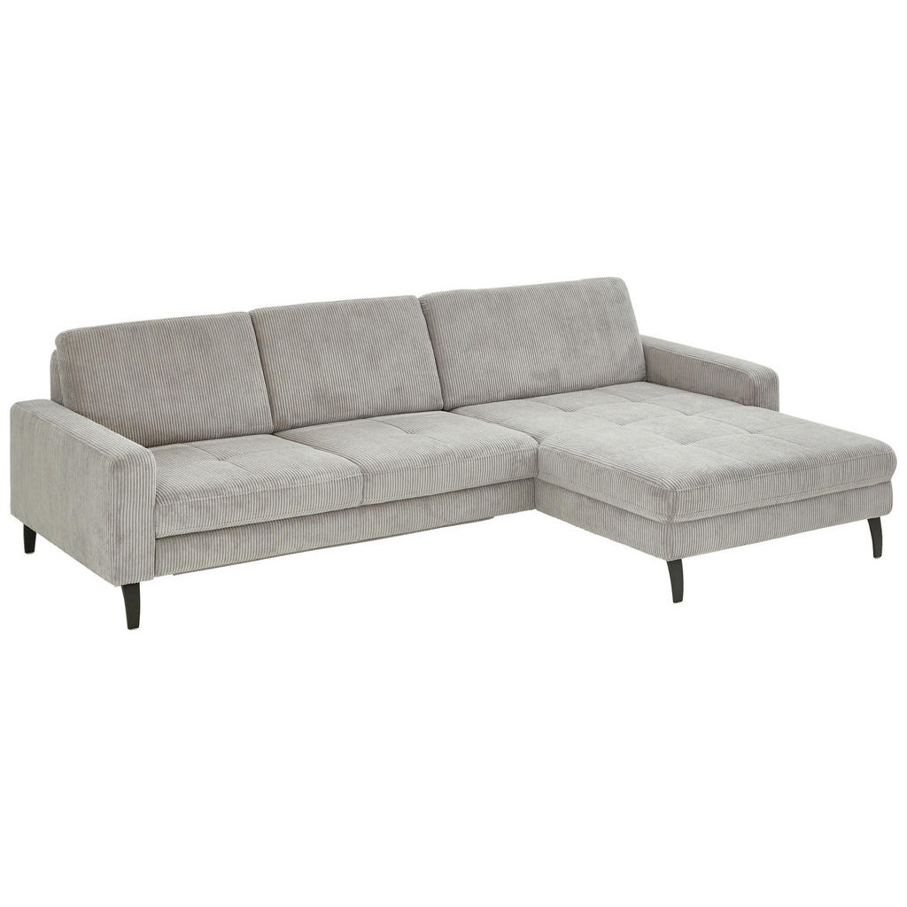Thumbnail - Beldomo Style Ecksofa, Hellgrau, Textil, 3-Sitzer, Ottomane rechts, L-Form, 302x177 cm, Goldenes M, Typenauswahl, Fußaus...