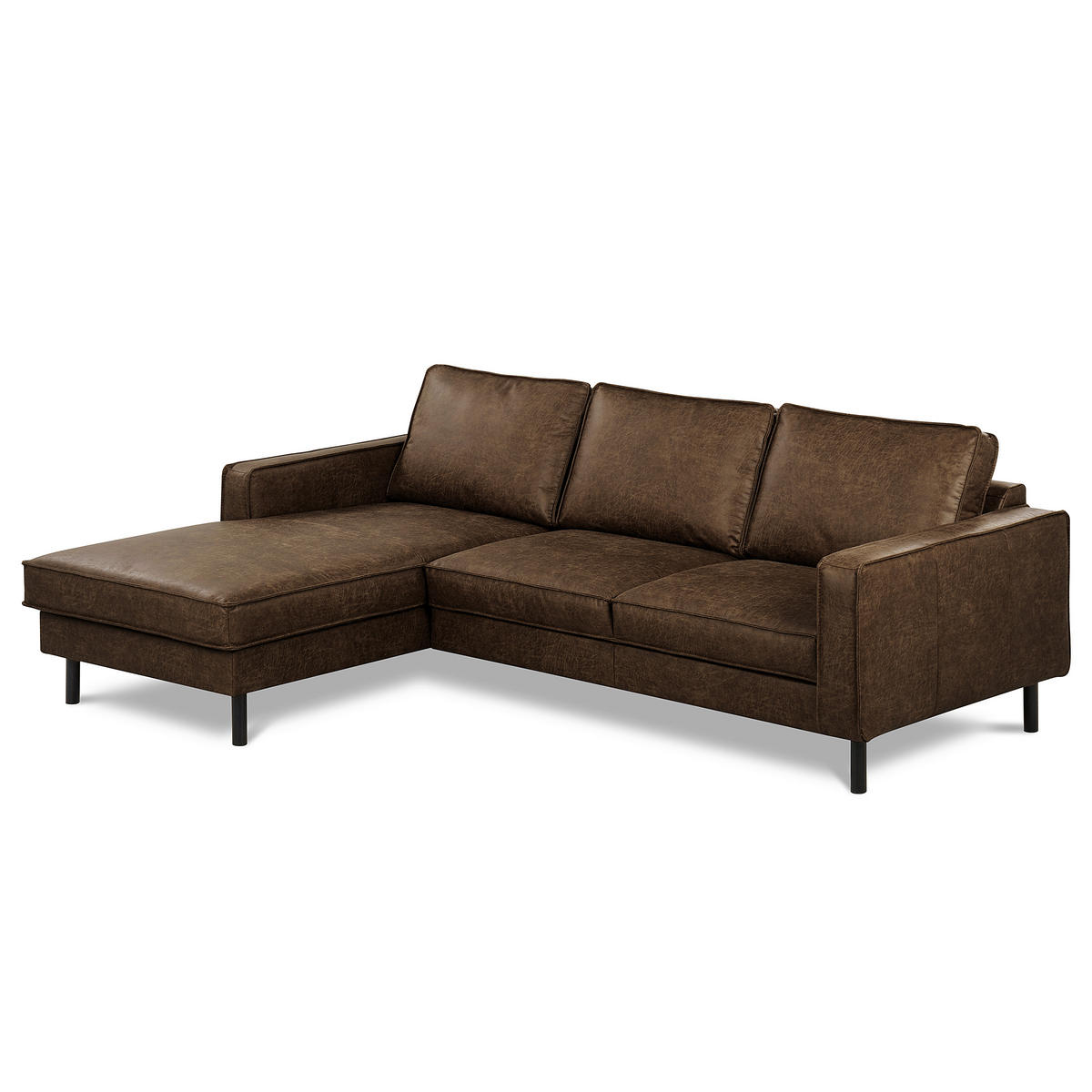 ECKSOFA Dunkelbraun Echtleder Lederlook Rücken echt  - Dunkelbraun, Design, Leder/Textil (166/238cm) - Livetastic