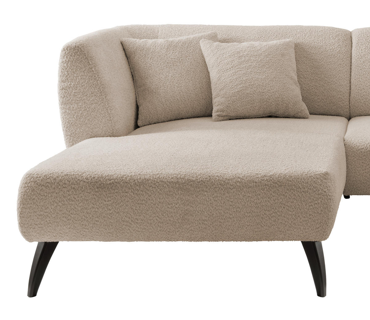 ECKSOFA in Bouclé Beige  - Beige/Schwarz, Modern, Holz/Textil (160/264cm) - MID.YOU