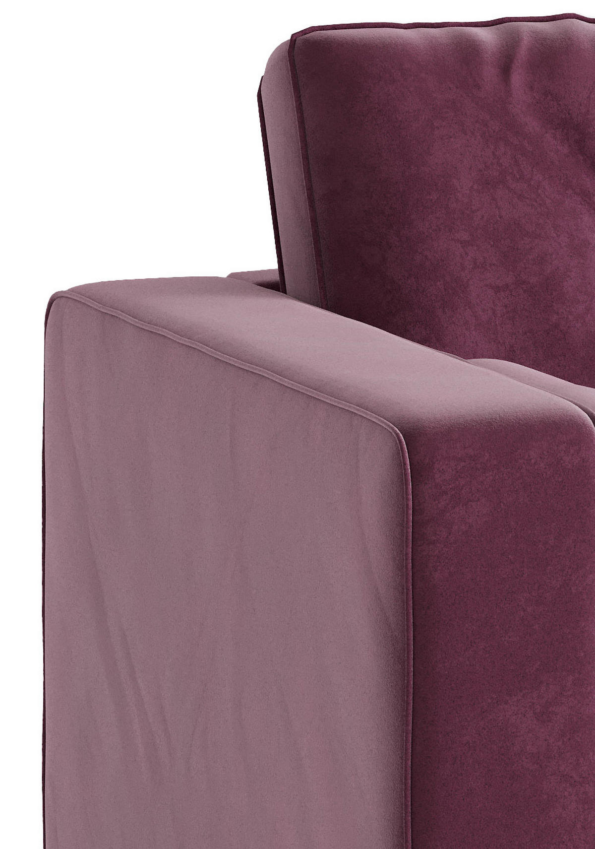 ECKSOFA in Samt Weinrot  - Edelstahlfarben/Weinrot, Design, Textil/Metall (205/259cm) - Livetastic