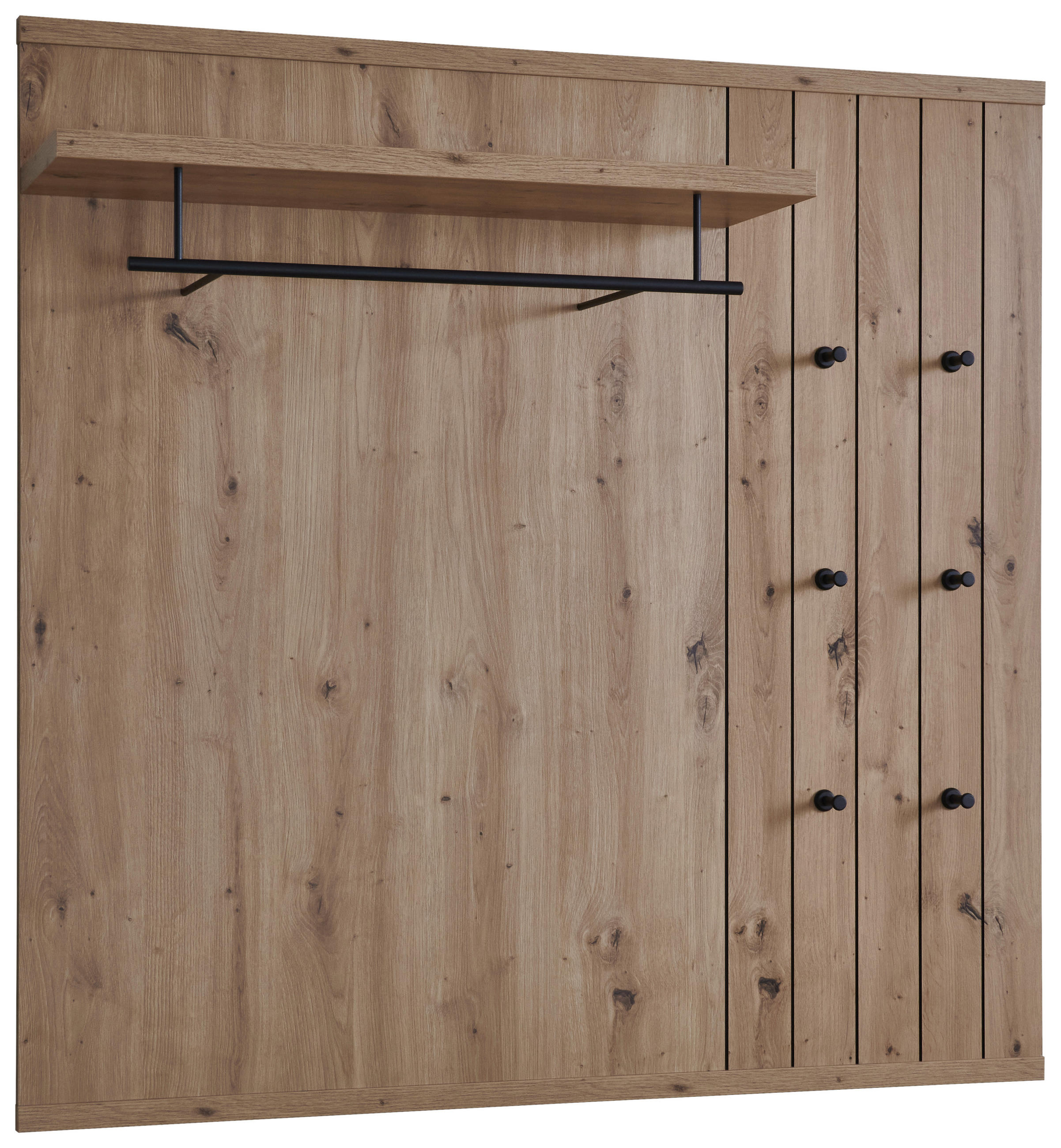 GARDEROBENPANEEL 120,1/118/29 cm  - Schwarz/Eiche Artisan, Konventionell, Holzwerkstoff/Metall (120,1/118/29cm) - Cantus
