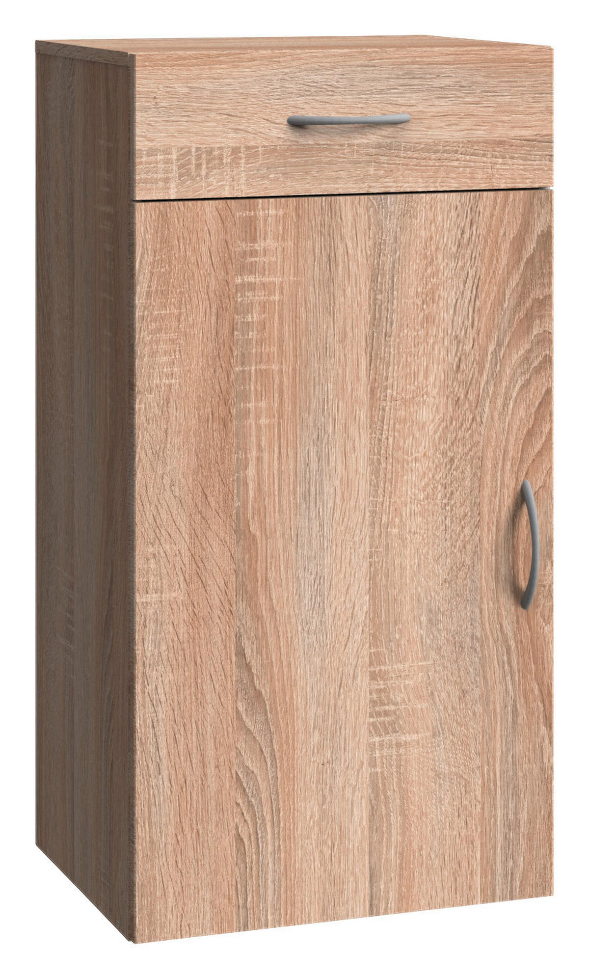 KOMODA, barve hrasta  - barve hrasta/barve aluminija, Basics, umetna masa/leseni material (40/98/40cm) - Xora