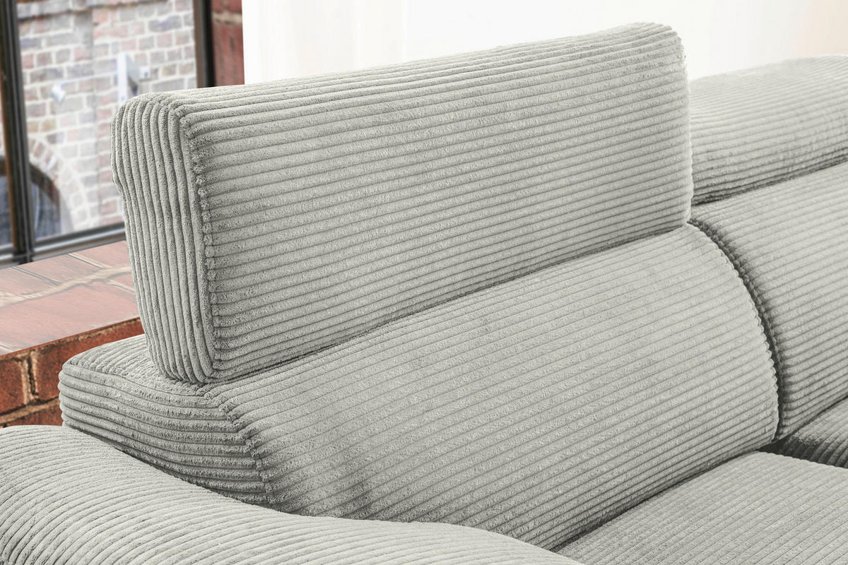 ECKSOFA in Cord Graubraun  270/174 cm  - Graubraun/Schwarz, Design, Holz/Textil (270/174cm) - Pure Home Lifestyle