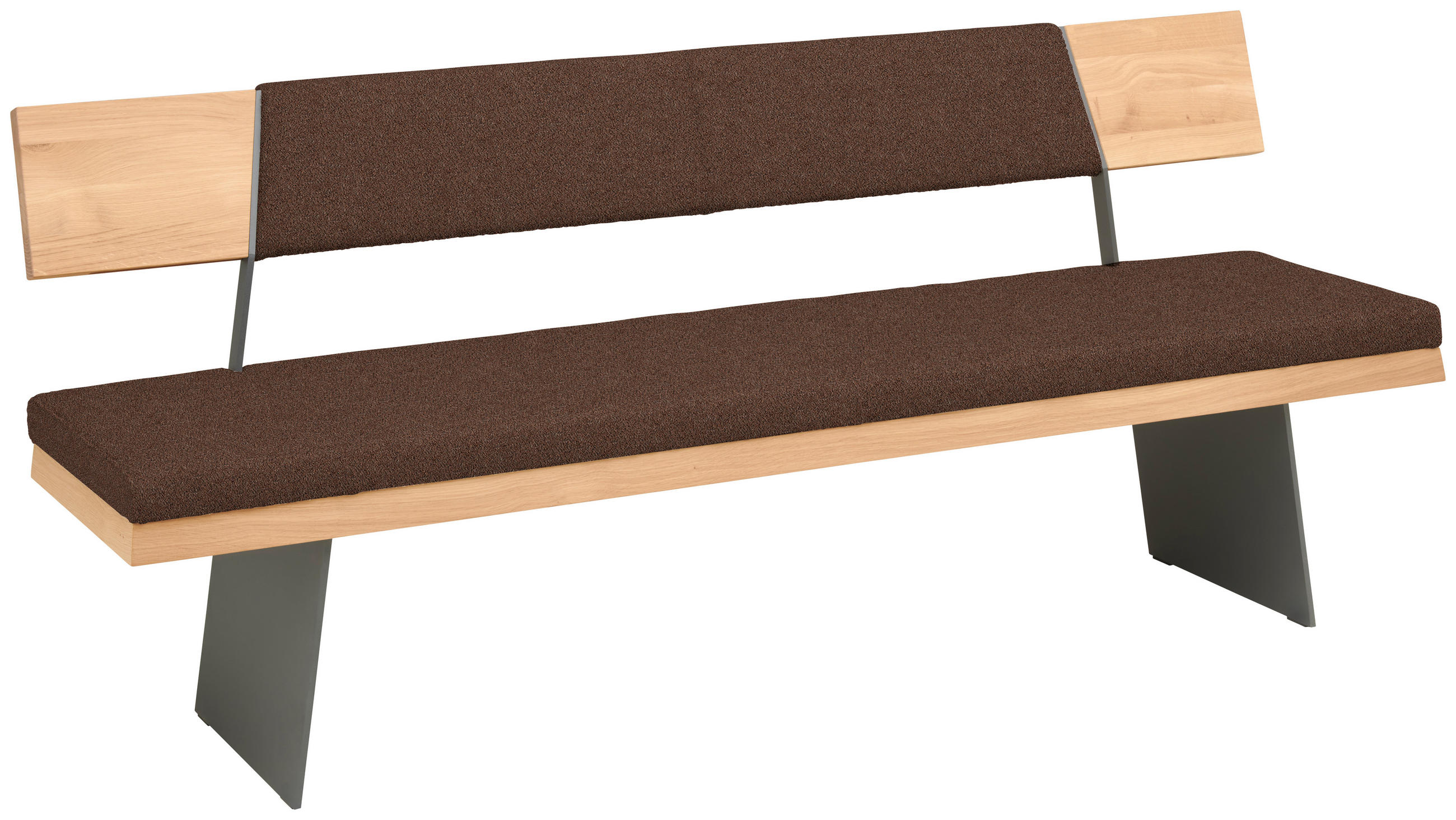 SITZBANK 207/90/58 cm  in Schwarz, Kupferfarben, Wildeiche  - Wildeiche/Schwarz, Natur, Holz/Textil (207/90/58cm) - Voglauer