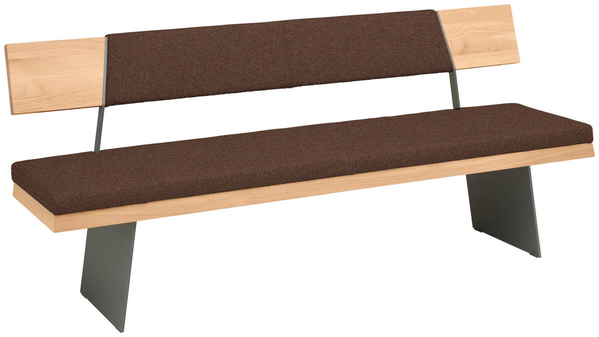 SITZBANK 207/90/58 cm  in Schwarz, Kupferfarben, Wildeiche  - Wildeiche/Schwarz, Natur, Holz/Textil (207/90/58cm) - Voglauer