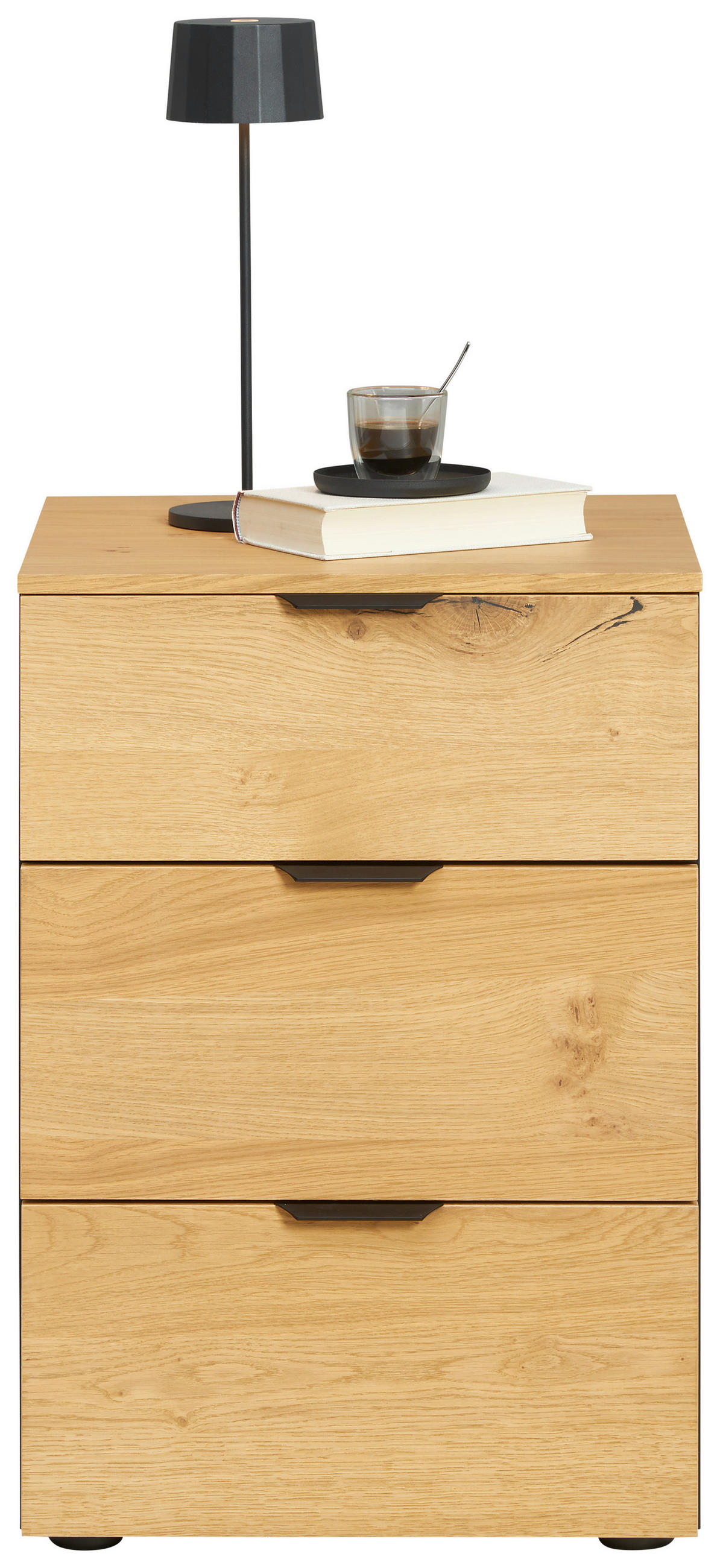 NACHTKÄSTCHEN 45/65/43 cm  in furniert Eiche Schwarz, Eichefarben  - Eichefarben/Schwarz, Design, Holz/Holzwerkstoff (45/65/43cm) - Jutzler