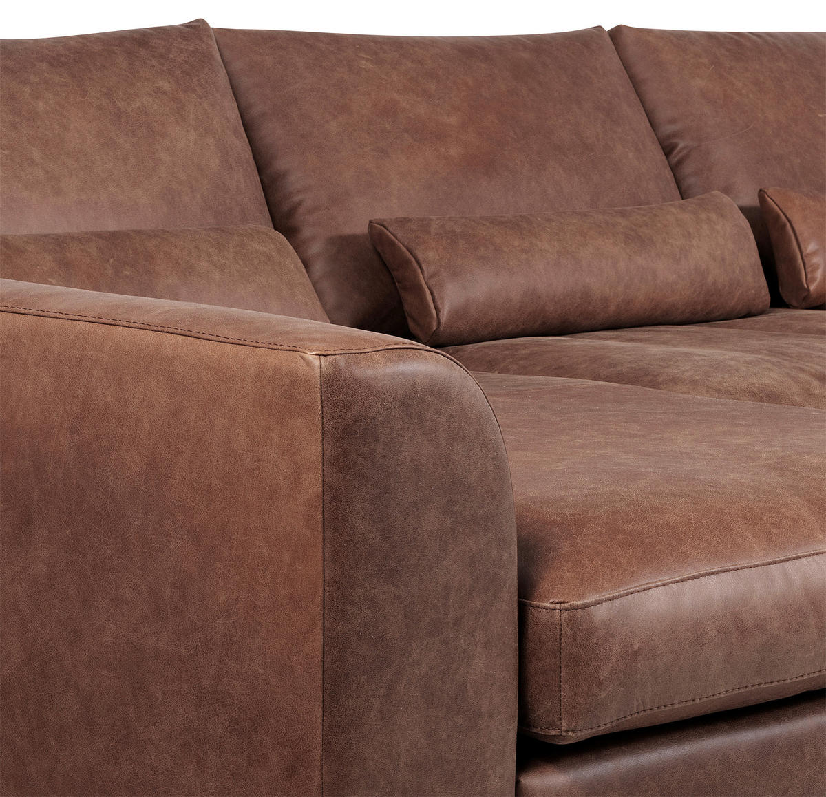 ECKSOFA in Echtleder Braun  172/313 cm  - Schwarz/Braun, Design, Leder/Metall (172/313cm) - Livetastic