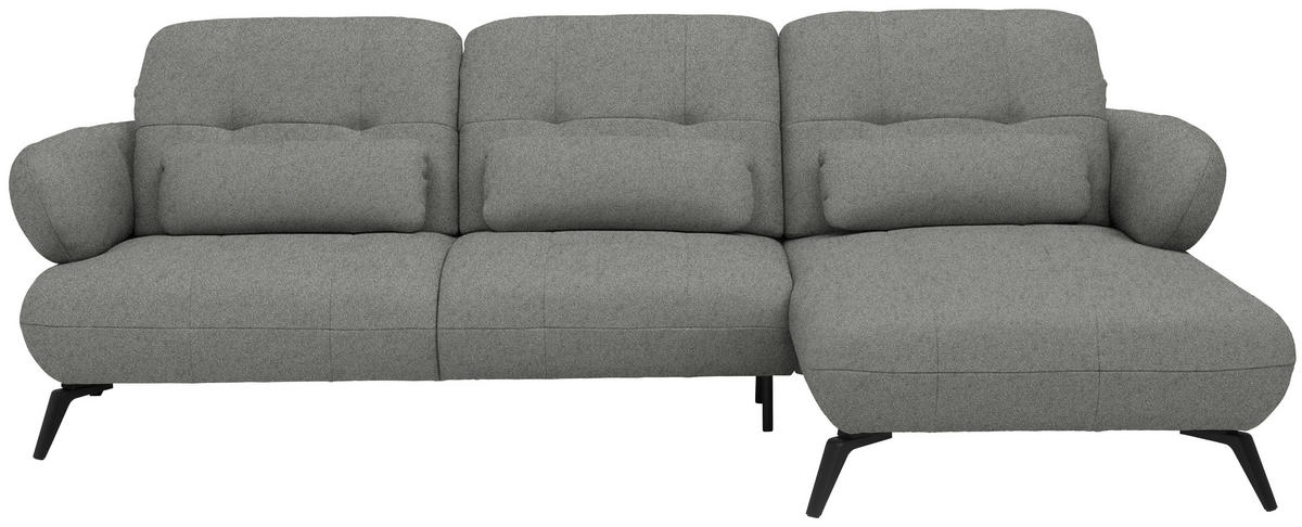 ECKSOFA Chenille Hellgrau  - Hellgrau/Schwarz, Design, Textil/Metall (282/189cm) - Novel