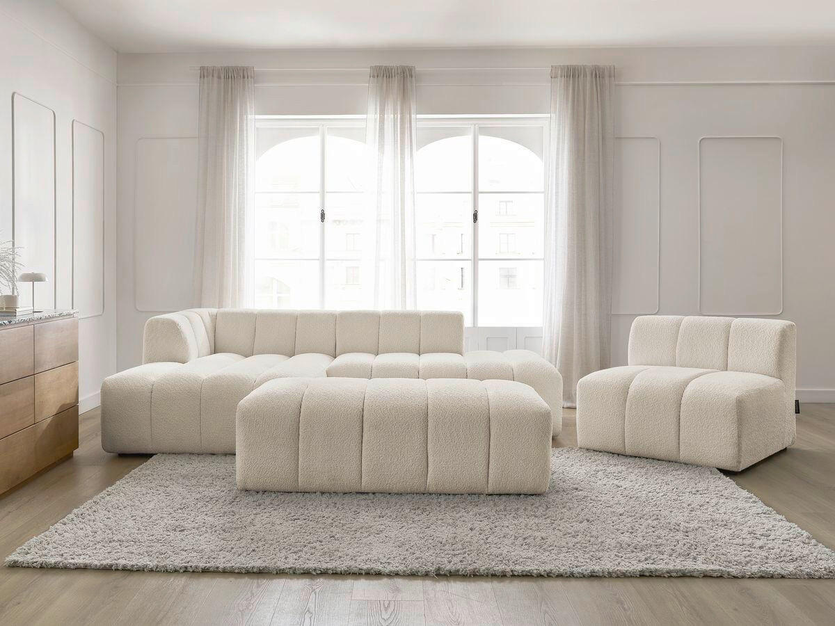 ECKSOFA Ottomane links  ANNECY Beige Bouclé  - Beige/Schwarz, MODERN, Kunststoff/Textil (170/262cm)