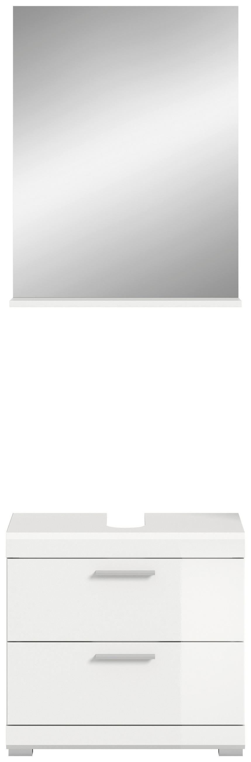 BADEZIMMER 2-teilig  in 60 cm  - Weiß Hochglanz/Silberfarben, MODERN, Glas/Holzwerkstoff (60cm) - MID.YOU
