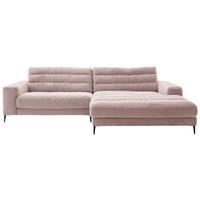 ECKSOFA Ottomane rechts  Rosa Cord  - Schwarz/Rosa, Design, Textil/Metall (296/207cm) - Dieter Knoll