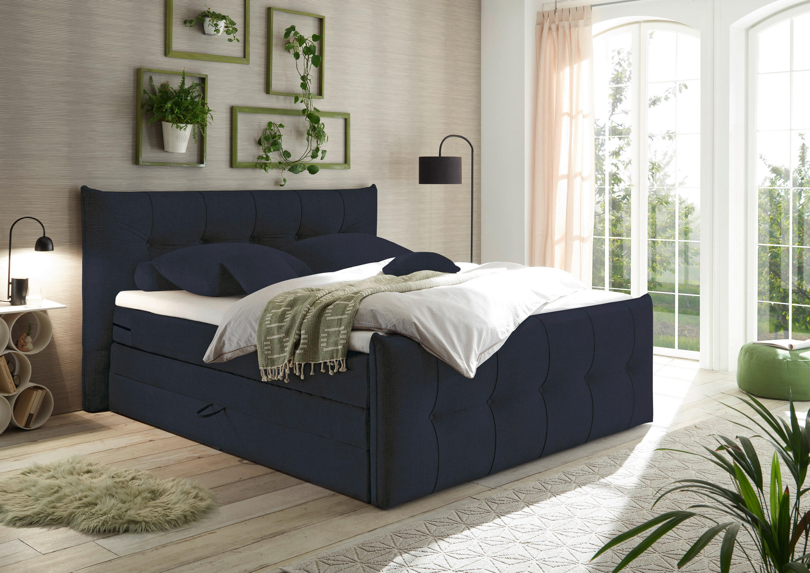 BOXSPRINGBETT 180/200 cm  in Schwarz  - Schwarz, Basics, Holzwerkstoff/Kunststoff (180/200cm) - Esposa