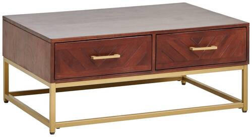 COUCHTISCH in Holz, Metall - Goldfarben/Walnussfarben, Design, Holz/Metall (90/38/60cm) - MID.YOU