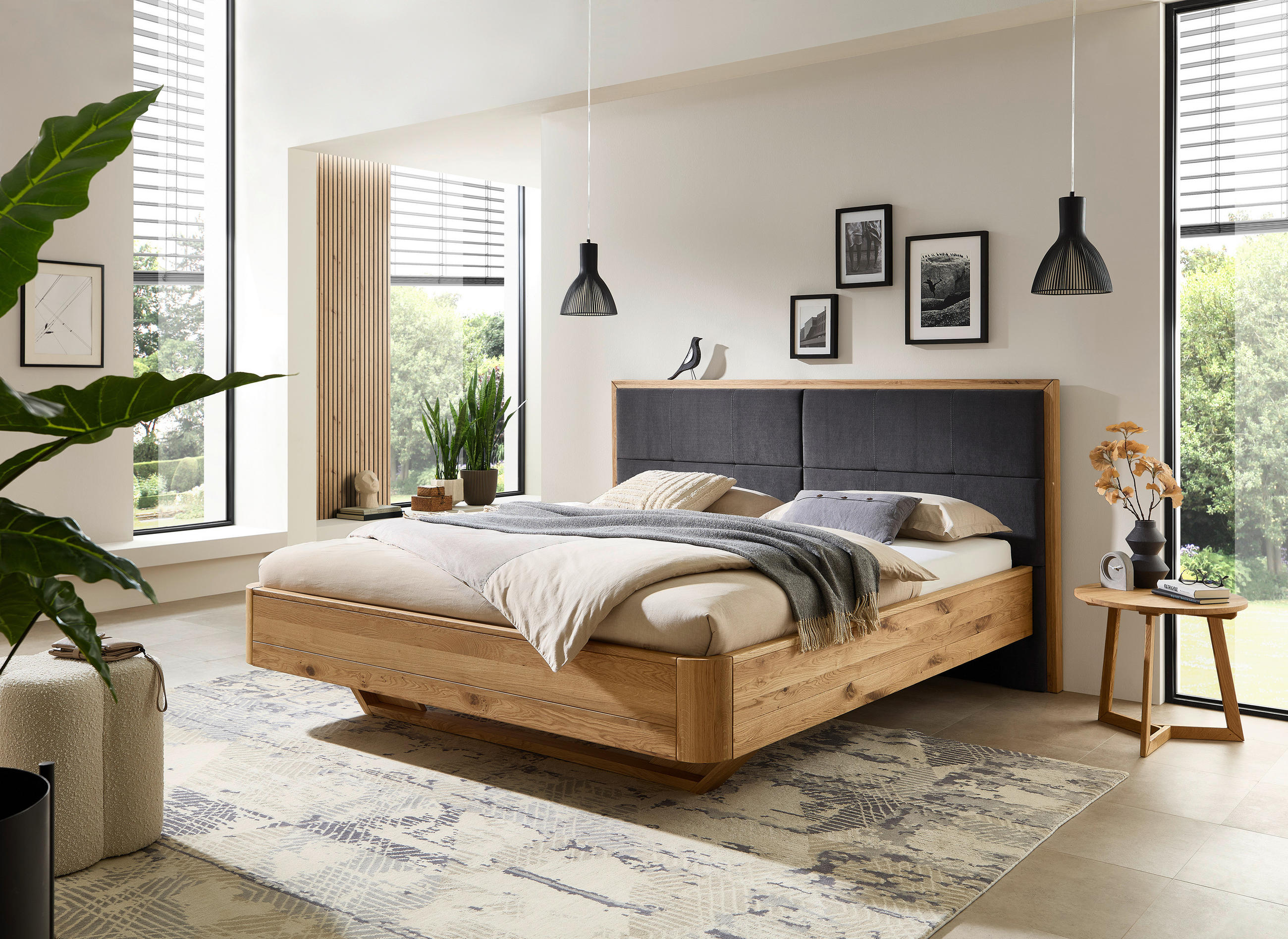 BETT 200/200 cm  Eichefarben   - Eichefarben/Grau, Modern, Holz (200/200cm) - Livetastic