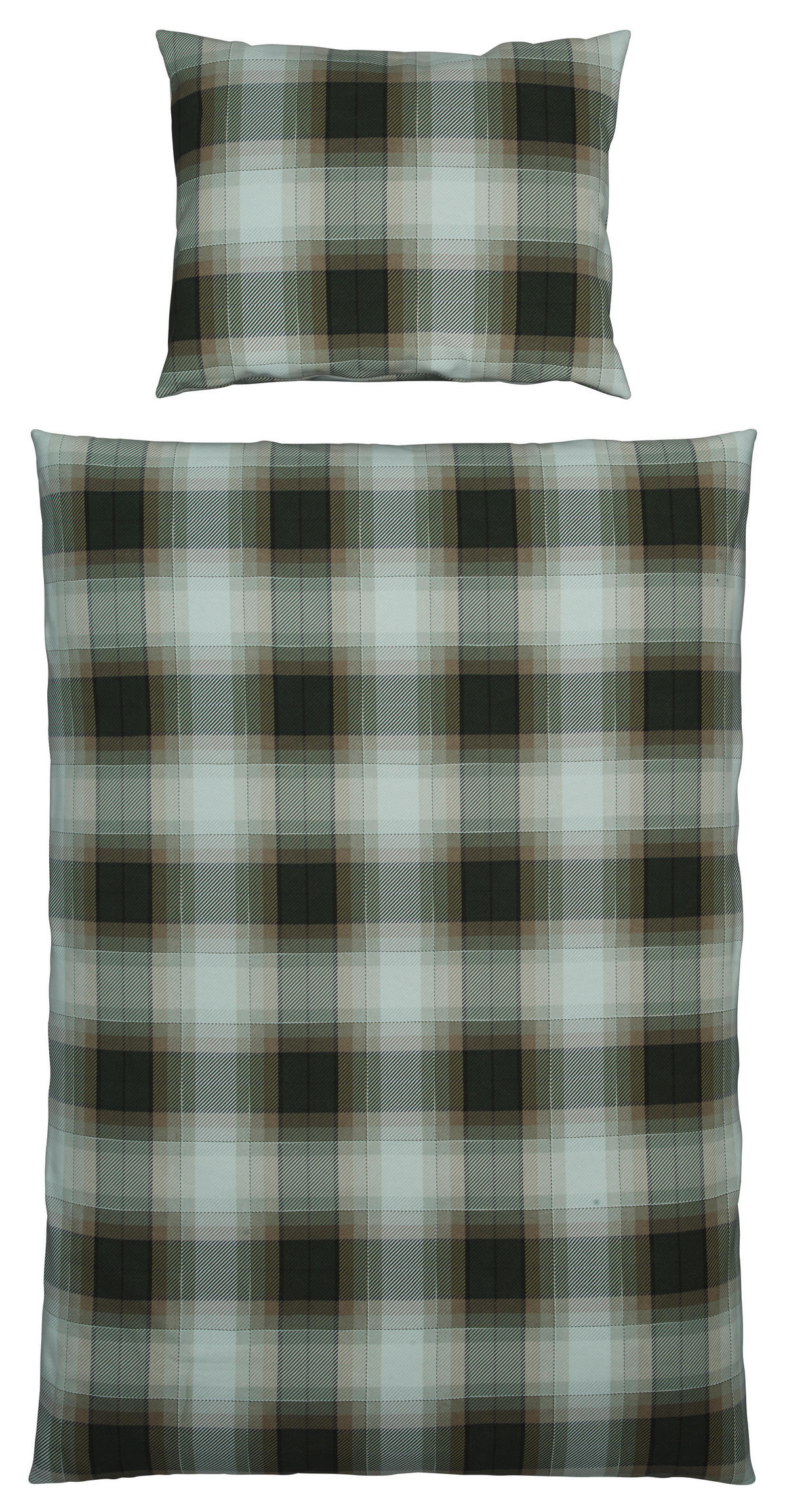 POSTEĽNÁ BIELIZEŇ, flanel, prírodná farba, olivovozelená, 140/200 cm - olivovozelená/prírodná farba, Konventionell, textil (140/200cm) - S. Oliver