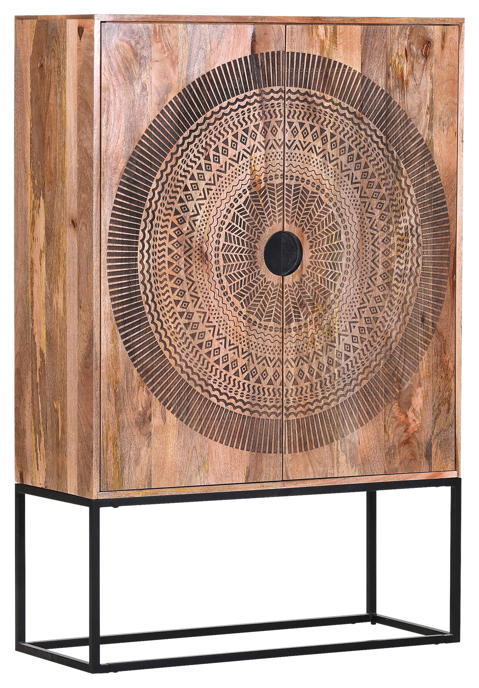 Landscape Highboard Natur, Schwarz 100x150x40 cm