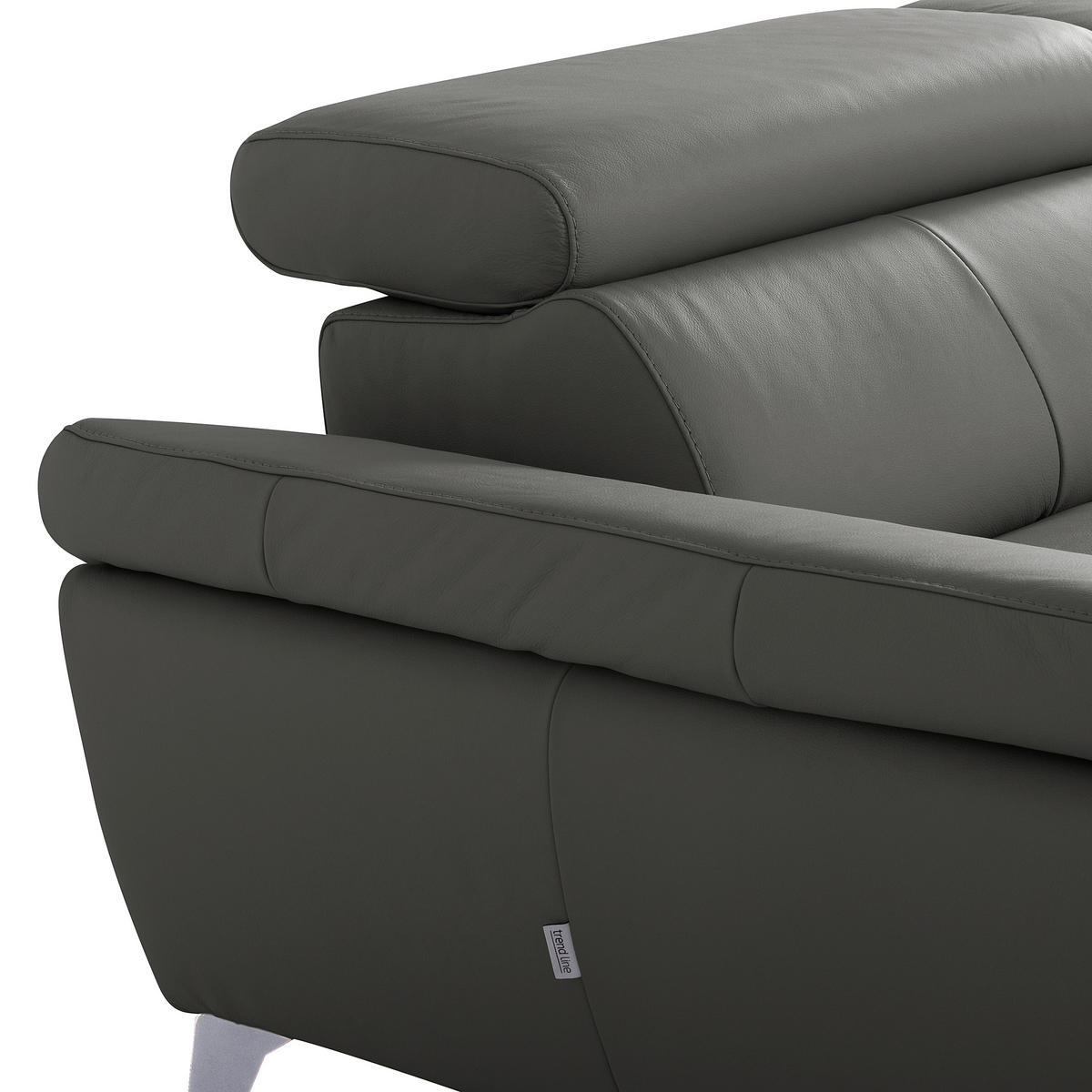 ECKSOFA Lederlook Echtleder Anthrazit  - Chromfarben/Anthrazit, Design, Leder/Textil (179/252cm) - Livetastic