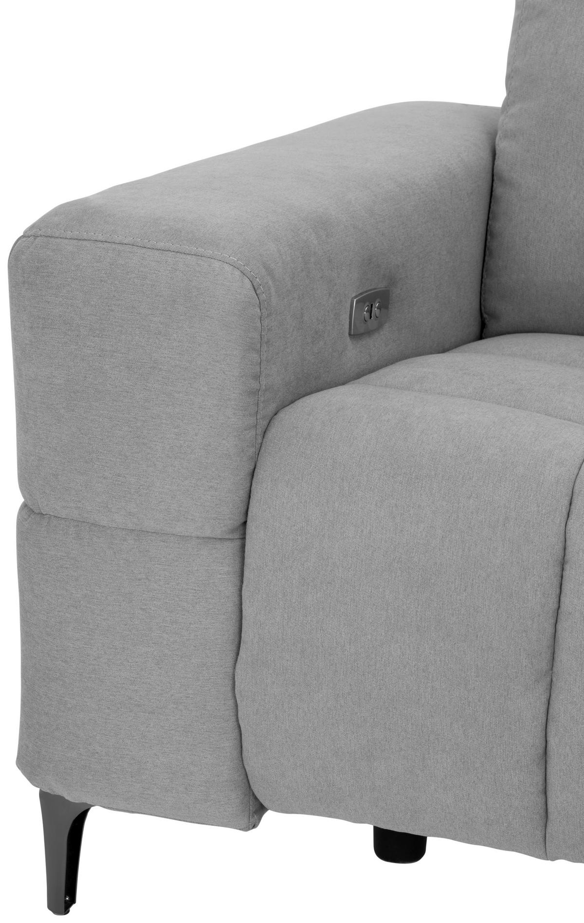 ECKSOFA Hellgrau Mikrofaser  - Silberfarben/Hellgrau, Design, Textil/Metall (242/161cm) - Livetastic