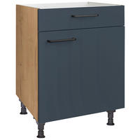 KOCHFELDUMBAUSCHRANK 60/87/56 cm  in Blau, Eichefarben  - Blau/Eichefarben, MODERN, Holzwerkstoff/Metall (60/87/56cm) - Nobilia