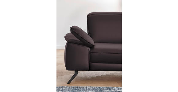 ECKSOFA in Echtleder Dunkelbraun  - Dunkelbraun/Schwarz, Design, Leder/Metall (328/193cm) - Dieter Knoll