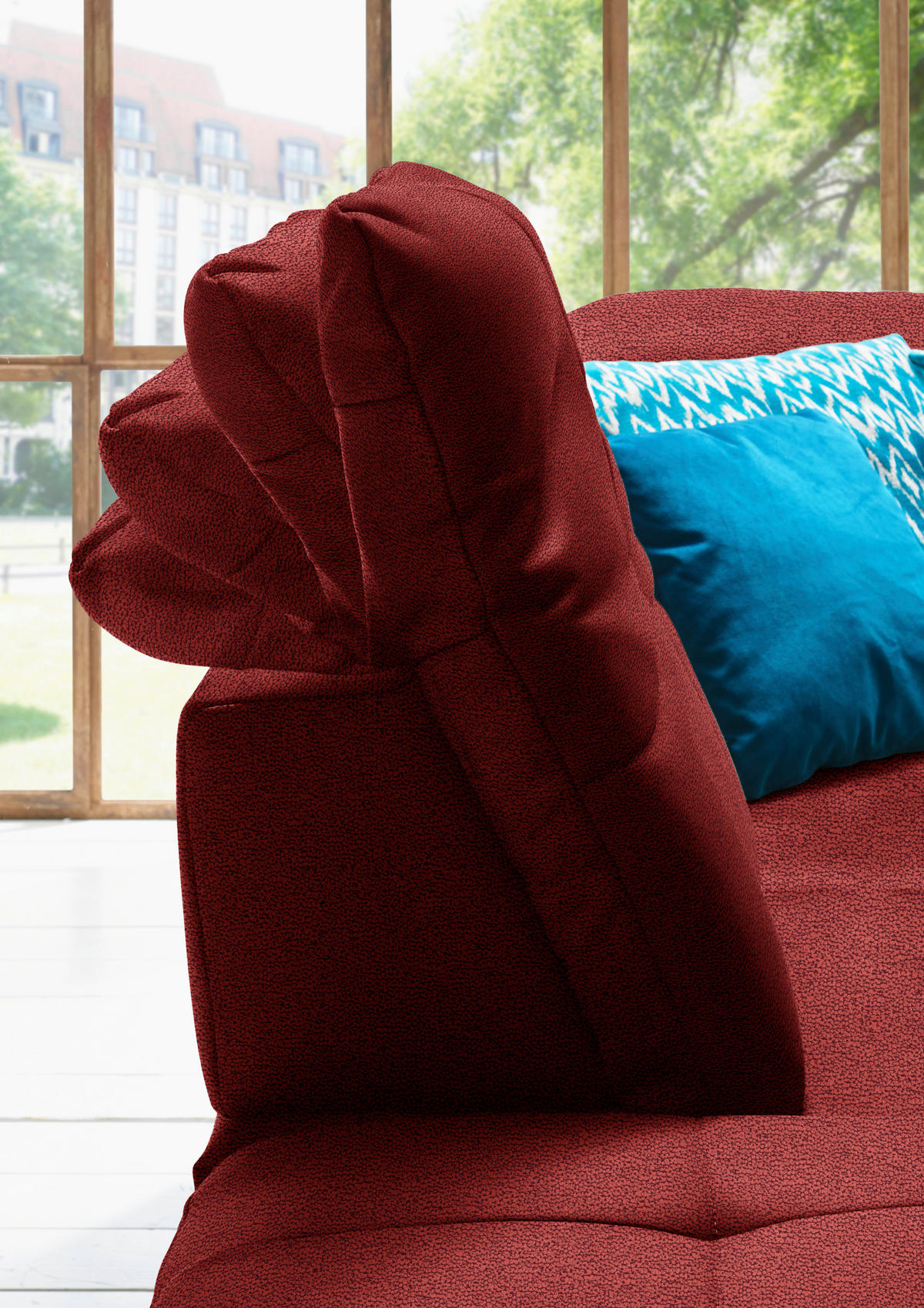 WOHNLANDSCHAFT  in Mikrofaser Dunkelrot  - Chromfarben/Dunkelrot, Design, Holzwerkstoff/Textil (260/371/195cm) - Beldomo Style