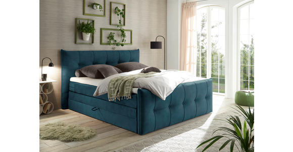 BOXSPRINGBETT 180/200 cm  in Dunkelblau  - Schwarz/Dunkelblau, KONVENTIONELL, Kunststoff/Textil (180/200cm) - Esposa