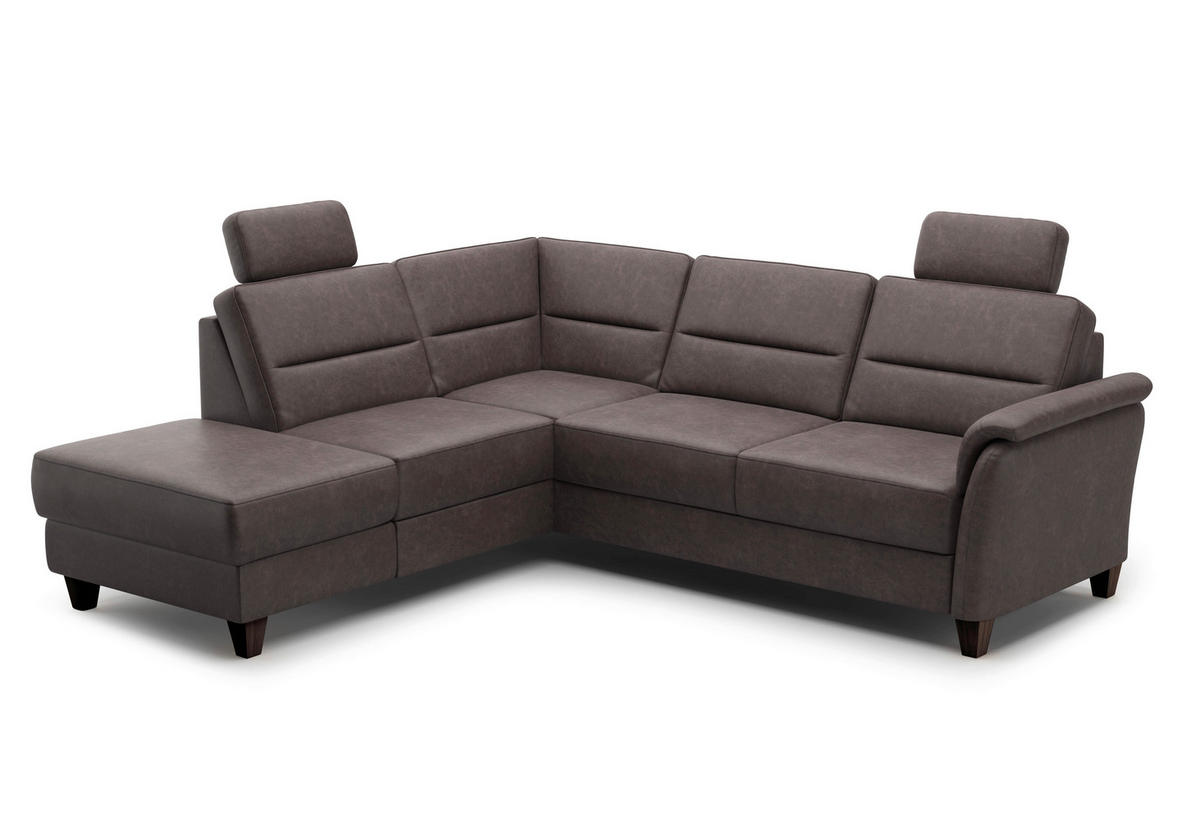 ECKSOFA in Mikrofaser Braun  212/236 cm  - Wengefarben/Braun, KONVENTIONELL, Holz/Textil (212/236cm) - Sit & More