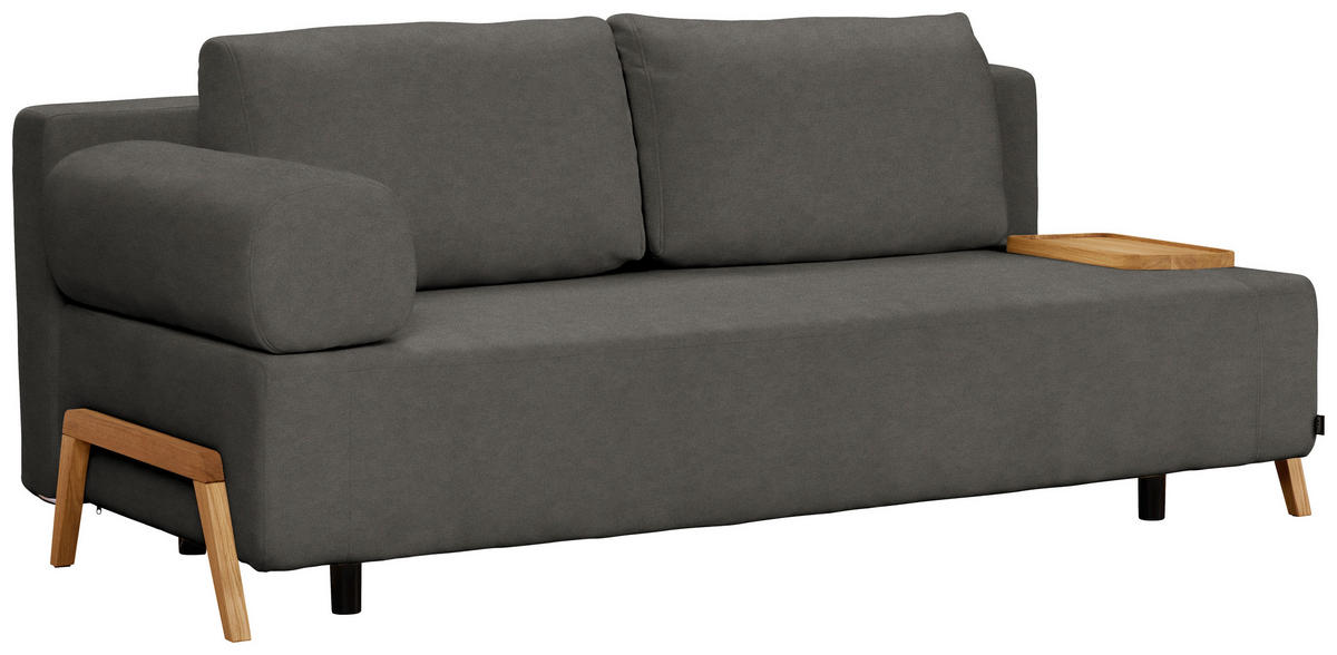 SCHLAFSOFA in Holz, Textil Dunkelgrau  - Dunkelgrau/Naturfarben, Design, Holz/Textil (211/88/102cm) - Niels Andersson