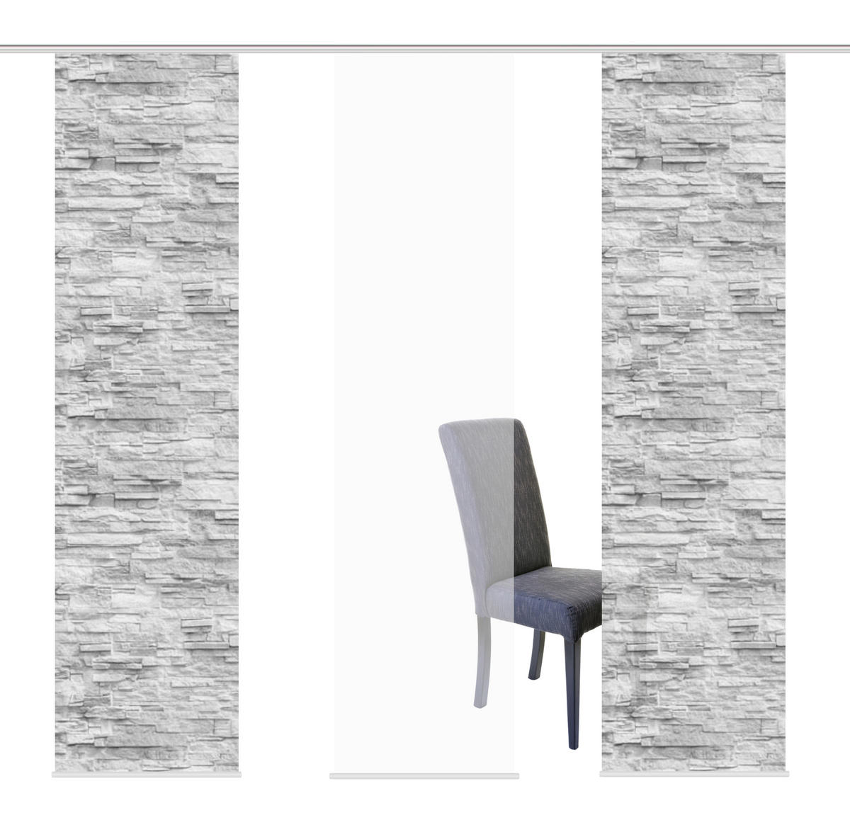 FLÄCHENVORHANG  3 Stück  halbtransparent   60/245 cm  - Anthrazit, Design, Textil (60/245cm)