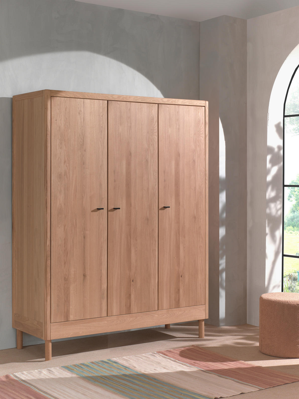 DREHTÜRENSCHRANK  in Eichefarben  - Eichefarben/Schwarz, MODERN, Holz/Metall (145,8/190/55cm) - MID.YOU