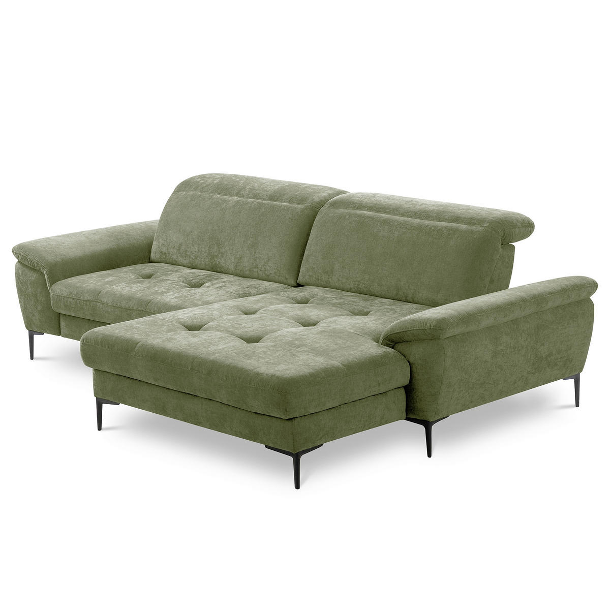 ECKSOFA  Webstoff Grün  - Schwarz/Grün, Design, Textil/Metall (268/195cm) - Livetastic