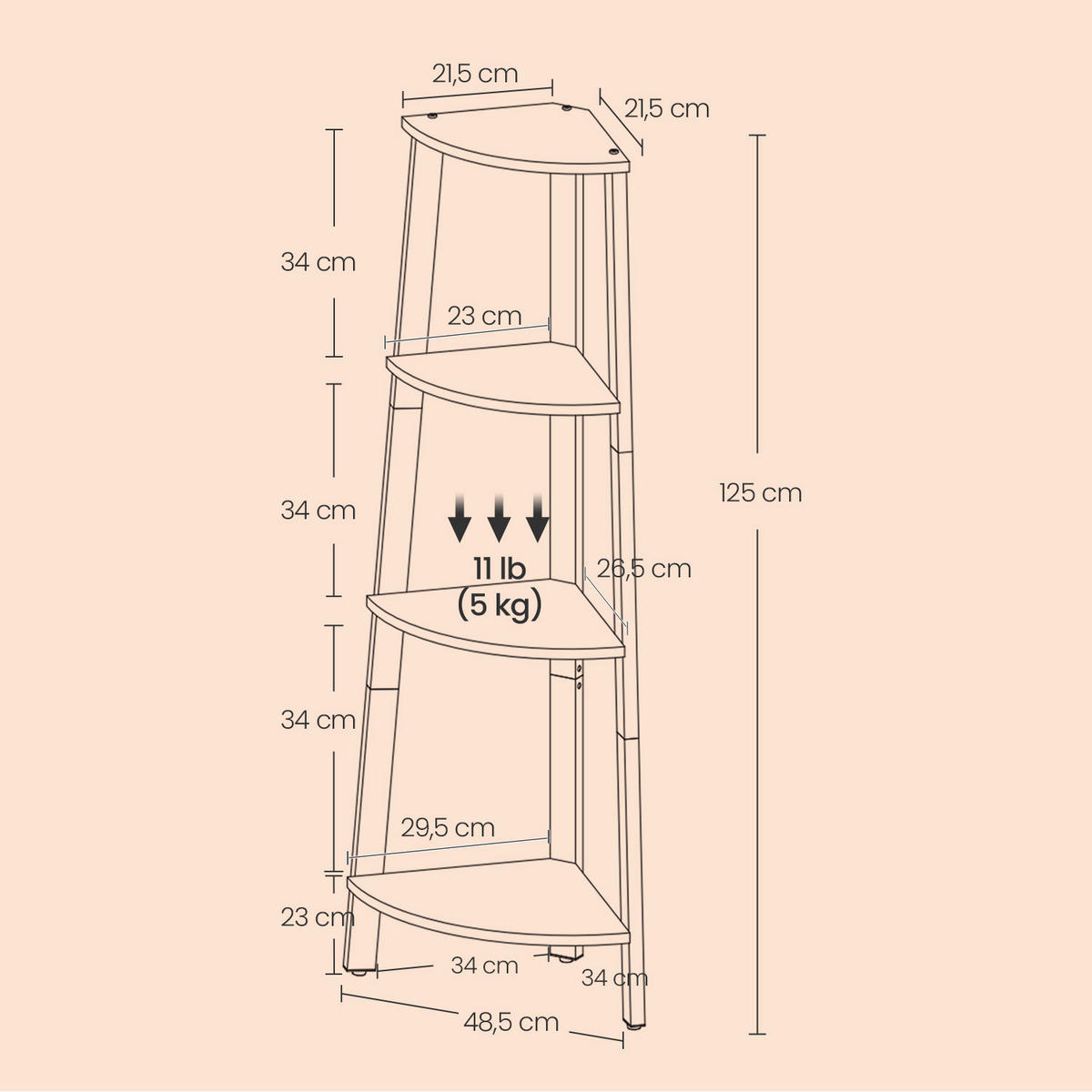 ECKREGAL - Braun/Weiß, Trend, Holzwerkstoff/Metall (33,4/124,5/33,4cm) - MID.YOU