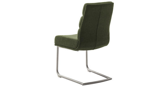 SCHWINGSTUHL in Edelstahl Webstoff - Edelstahlfarben/Olivgrün, Design, Textil/Metall (47/90/64cm) - Dieter Knoll