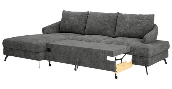 ECKSOFA in Webstoff Schwarz  - Schwarz, KONVENTIONELL, Textil/Metall (183/293cm) - Carryhome