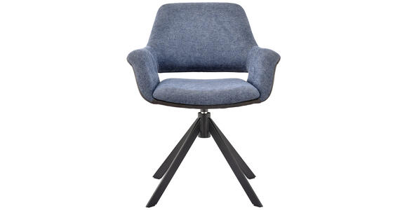 ARMLEHNSTUHL in Eisen Mikrofaser, Leinenoptik - Blau/Dunkelgrau, Design, Textil/Metall (66/83,5/62,5cm) - Novel
