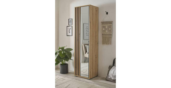 GARDEROBENSCHRANK 57/195/38 cm - Schwarz/Eiche Artisan, Design, Glas/Holzwerkstoff (57/195/38cm) - Carryhome