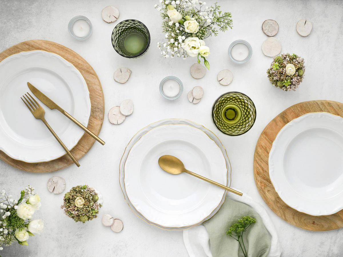 TAFELSERVICE Maria Theresia Gold 18-teilig  - Goldfarben/Weiß, Basics, Keramik (36,5/30,5/30cm) - Creatable