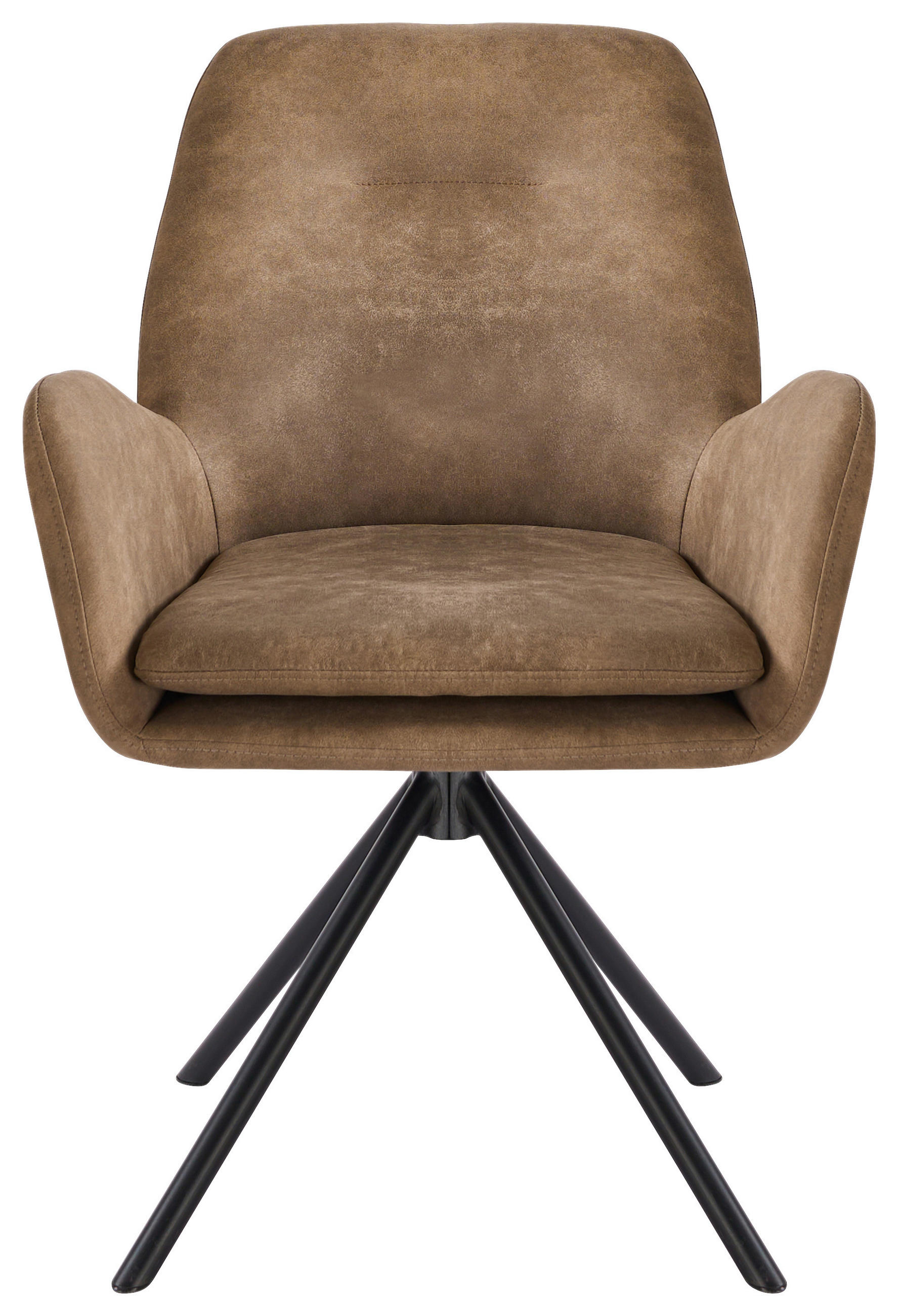 ARMLEHNSTUHL Eisen Webstoff  - Schwarz/Braun, Basics, Textil/Metall (60.5/88/62cm) - MID.YOU