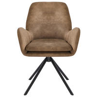 ARMLEHNSTUHL Eisen Webstoff  - Schwarz/Braun, Basics, Textil/Metall (60.5/88/62cm) - MID.YOU