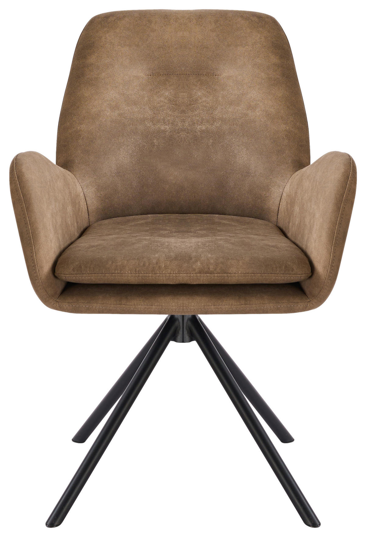 ARMLEHNSTUHL Eisen Webstoff  - Schwarz/Braun, Basics, Textil/Metall (60.5/88/62cm) - MID.YOU