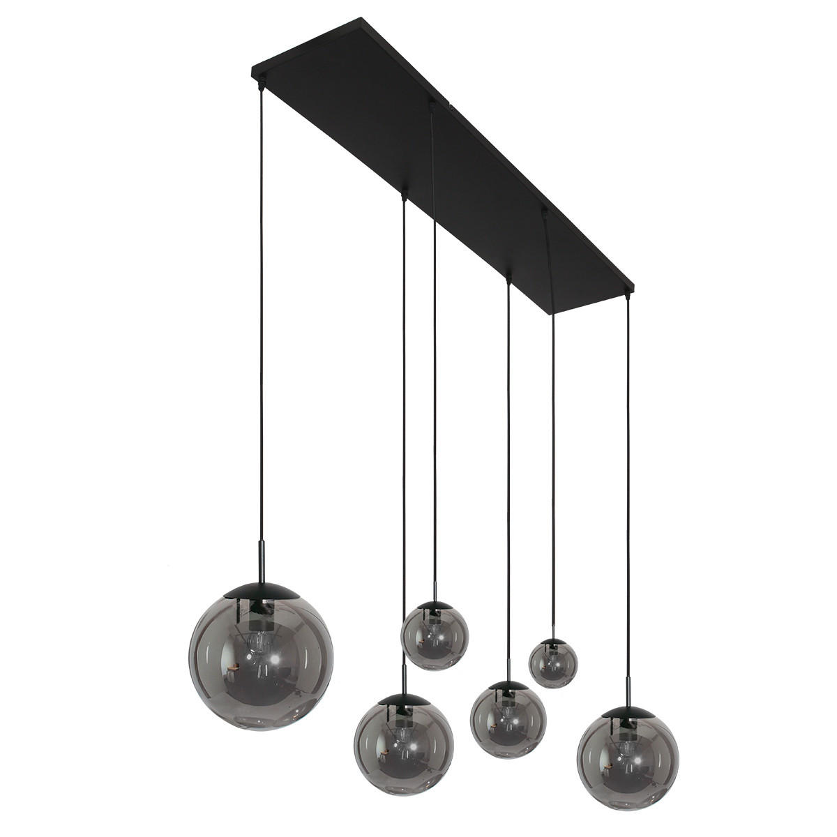 PENDELLEUCHTE Bollique 120/25/160 cm   - Schwarz, KONVENTIONELL, Glas/Metall (120/25/160cm)