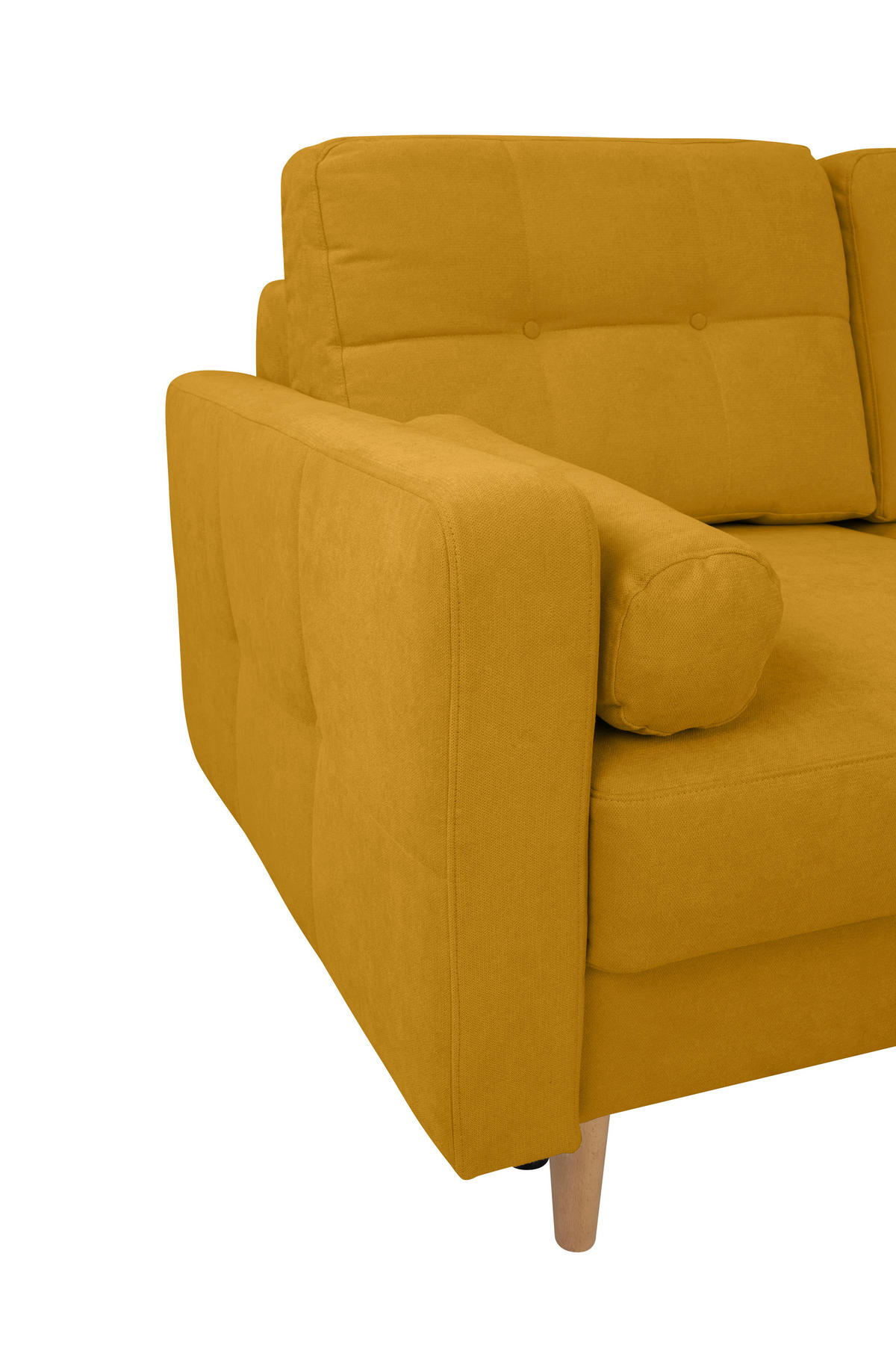 ECKSOFA in Gelb  - Gelb/Buchefarben, Design, Holz/Textil (242/242cm) - MID.YOU