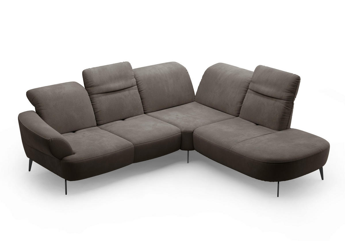 ECKSOFA in Flachgewebe Graphitfarben  - Schwarz/Graphitfarben, Modern, Textil/Metall (302/270cm) - Sit & More