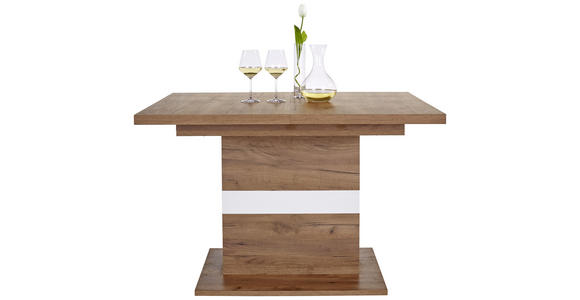Ausziehbarer Esstisch Avensis 120cm Krafteiche Dunkel - Eichefarben/Weiß, MODERN, Holzwerkstoff (120/75,9/80cm) - Luca Bessoni