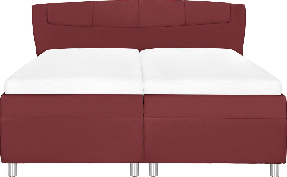 POLSTERBETT 180/200 cm  in Rot  - Silberfarben/Rot, Konventionell, Holz/Textil (180/200cm) - Esposa