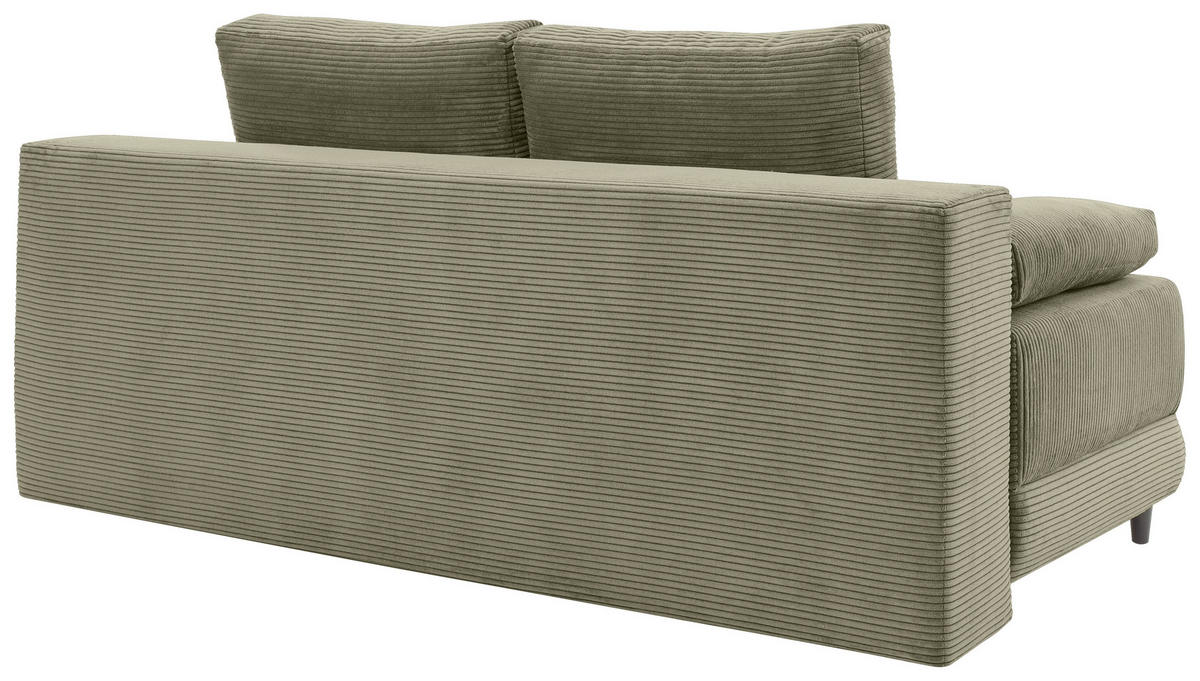 SCHLAFSOFA  mit Liegefunktion, Schlafen auf Sitzhöhe Cord Olivgrün  - Schwarz/Olivgrün, KONVENTIONELL, Holz/Textil (196/96/103cm) - Carryhome