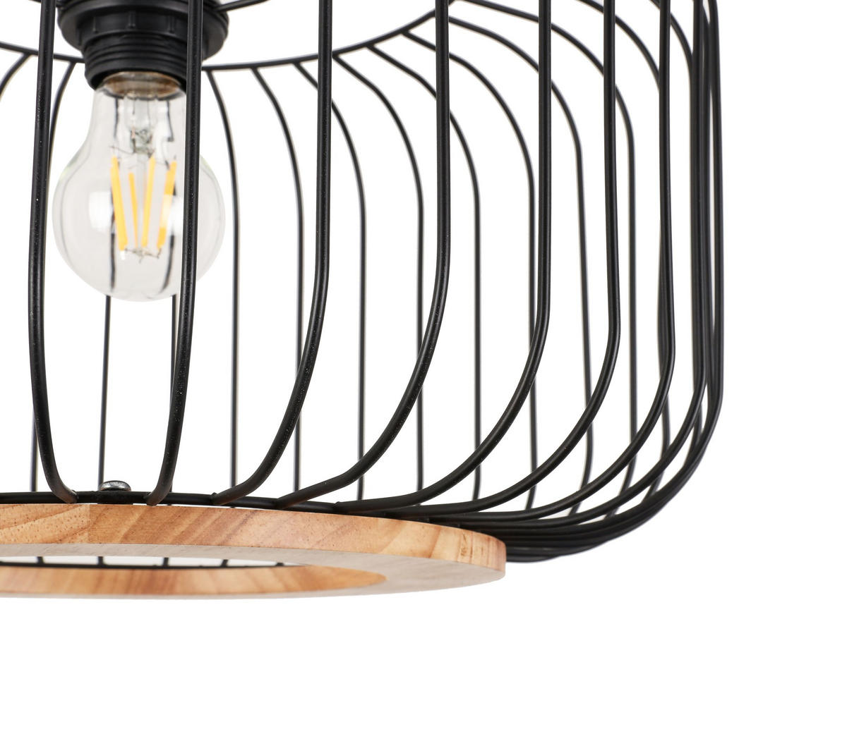 HÄNGELEUCHTE 40/120 cm    - Eichefarben/Schwarz, Trend, Holz/Metall (40/120cm) - Marama