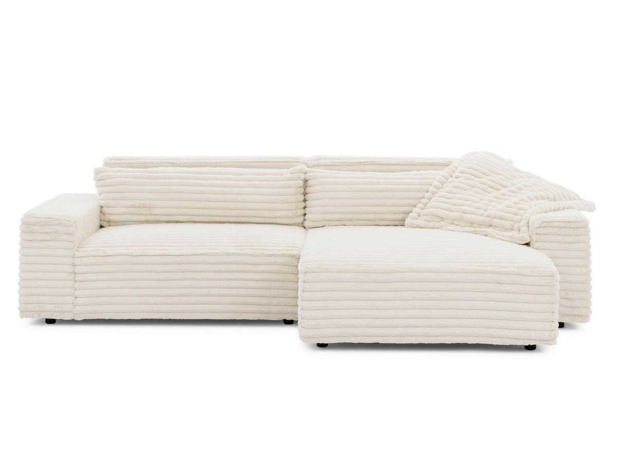 ECKSOFA Cord Beige  - Beige/Schwarz, Design, Kunststoff/Textil (251/142cm) - P & B