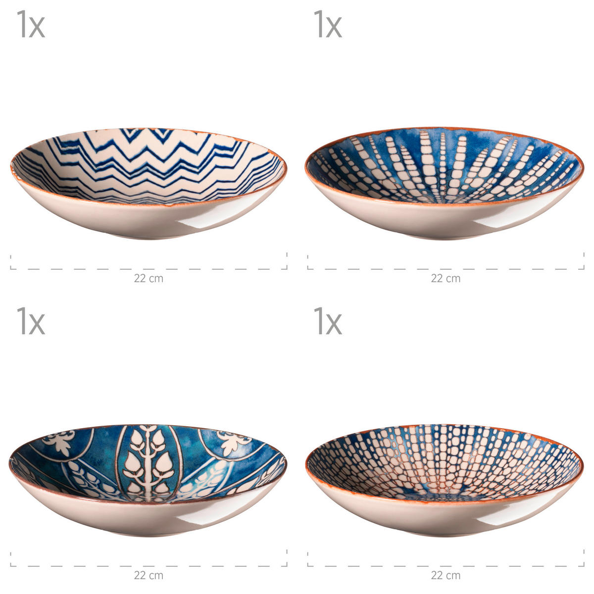 TAFELSERVICE Iberico Blue 12-teilig  - Blau/Weiss, Basics, Keramik (36,3/36,5/34,1cm) - Mäser